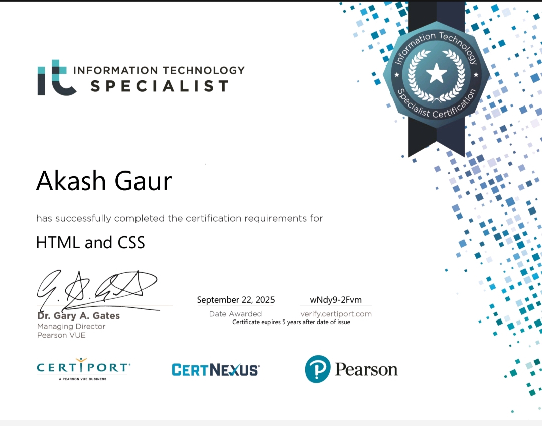 Akash Gaur Certificate